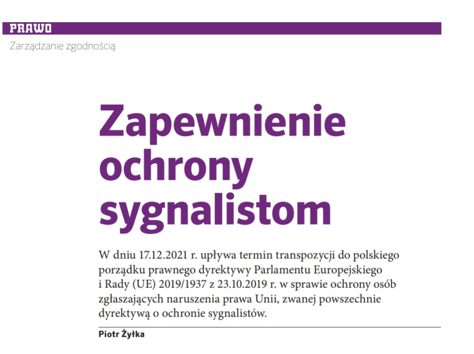 Zapewnienie ochrony sygnalistom